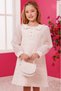 Girl's Evening Dress Ruffle Collar Pearl Chiffon Long Sleeve Bell Dress and Pearl Handle Bag Set - Birthday, Party, Wedding, Graduation (3, 4, 5, 6, 7 Years) 35364Pr - 8