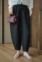 Women's Pants with Double Pocket Detail on the Back, Elastic Waist and Laces, Black - 2