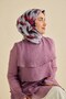 Twill Silk Scarf Abstract Floral Pattern Pale Lilac 90X90 - 4