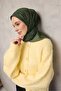 Cotton Polyester Soft Scarf Green Flora Patterned Non-Slip Textured 90X90