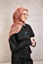 Cotton Polyester Soft Scarf Salmon Lilium Patterned Non-Slip Textured 90X90 - 4