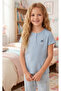 Girl's 100% Cotton Compact Combed Cotton Buttoned Crew Neck Pajama Set - 2