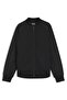 Men's Regular Fit Alcantara Jacket with Stitching Detail, Metallic Logo, Lined, Long Sleeve, Black - 5