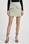 Women Textured Mini Skirt, Mint Green