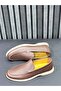 Brown Leather Men's Loafer Shoes - 4