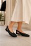 Open-Side Wicker Knit Ballerina Flats Black