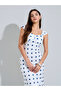 White Polka Dot Sleeveless Maxi Dress - 3