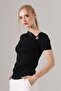 Women's Modal Brooch Detailed Draped Short Sleeve Blouse - 4