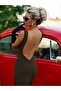 Women's Strappy Deep Round Neck Backless Midi Diver Dress