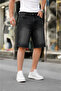 Men's Wide Leg Baggy Anthracite Denim Shorts - 3