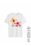 Women's Blooming Yellow-Pink Flower Printed Crewneck T-Shirt - 3