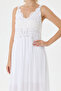 White Italian Lace Midi Dress with Elastic Back and Straps, Sizes 38 - 42 - 5