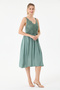 Khaki Italian Elastic Back Strap Lace Midi Dress Size 38 - 42