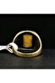Antimony Silver Amber Ring – 10.5x23mm Honey Yellow Cabochon Men's Ring 7g - 6