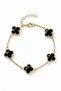 Women's Steel Bracelet - Clover Design with Black Crystal Stones, Set of 5 • Gift Bracelet for Lover • Wife • Mother - 4