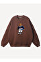 Unisex College Teddy Printed Crew Neck Oversize Sweatshirt