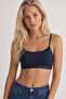 3-Pack Navy Blue Cotton Lycra Sports Bustier-Tank Top with Straps - 2