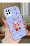Samsung Galaxy A12 Compatible Case Camera Protector Blue Silicone Couple Phone Case Strawberry Pattern