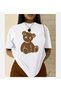 Women's Teddy Bear Printed Oversize 100% Cotton Short Sleeve Casual Basic T-Shirt