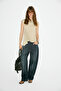 Jasmi̇ni̇um Women's Round Neck Zero Sleeve Mink Blouse with Gathered Detail on the Front - 5