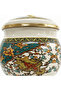 Cream Enamel Candy Bowl with Ornate Floral Design & lid - 9 cm - 2