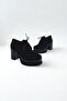 Black Suede Thick Heeled Shoes P9092 - 3