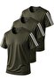 3-Piece Sleeve Stripe Quick Dry Breathable Fabric Sports T-Shirt
