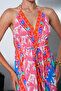 Long Oversized Dress with Halter Neck Detail and Backless Slit - 5