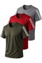 3-Piece Sleeve Stripe Quick Dry Breathable Fabric Sports T-Shirt