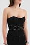 Women's Design Corset with Covered Bust Part and Underwire Metal Buckle Detail - 6
