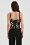 Women's Corset with Covered Bust and Underwire, Jacquard Fabric Detailed Design - 2