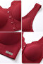 Women's Red Ribbed V-Neck Button Detailed Stretchy Crop Top / Bustier - 5