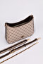 Women's Premium Zippered Patterned Mink Brown Belt Strap Chain Detailed Hand Shoulder Crossbody Bag Alba - 8