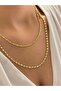 Double Crushed Detail Steel Necklace - 2