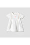 Round Neck Short Sleeves A-line Dress with Embroidery - 2