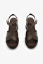 Brown Genuine Leather Wedge Heeled Cross-Strapped Women's Sandals - 6