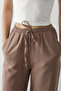 Mink Elastic Waist Linen Straight Trousers - 3