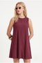 Women's Cody Soft Nubuck Cupra Woven Bell Cut Sleeveless Casual Light Burgundy Short Dress - 4
