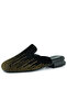 Fig Black Vegan Gold Stone Closed Square Toe Low Heeled Women's Slippers - 3