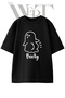 Ghost Booty Design Printed Unisex Black Oversize T-Shirt