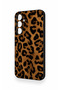 Samsung A35 Compatible Dark Leopard Leather Patterned Silicone Case - 3