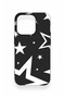 iPhone 14 Pro Compatible Black Mega Star Patterned Silicone Case - 2
