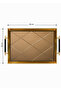 Premium Mirrored Diamond Gold Framed Decorative Tray with Gold Detail 46X28 cm - 4