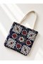 Women's Chinese Woven Shoulder Bag Casual Tote Bag - 5