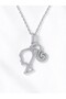 Sparkling Zircon Stone Silver Color Necklace with Female Figure