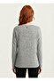 Women's Gray Patterned Knitwear Tunic Blouse - 2