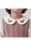 Girl's Knitwear Vest and Trousers Set with Cherry Collar Shirt, 3-Piece Set, Burgundy, 2-5 Years - 3
