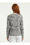 Women's Long Sleeve V-Neck Printed Knitwear Blouse - 2