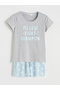 Lcw Dream Blue Crew Neck Printed Women's Shorts Pajamas Set - 5