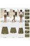 Olive Green Paperbag Waist Cotton Twill Skirt - 5